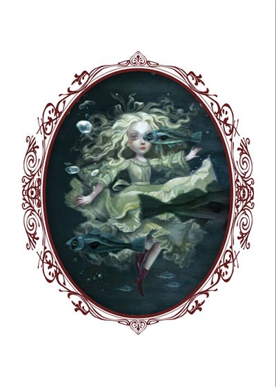 image illustration benjamin lacombe alice de l'autre côté du miroir lewis carroll alice et les poissons éditions soleil