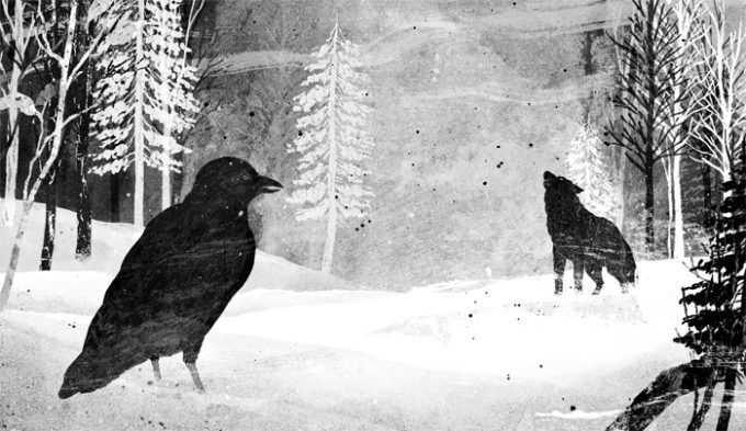 image illustration coeur de loup par gelrev ongbico corbeau loup neige