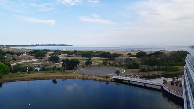 image vue lac océan terrasse restaurant le safran miramar la cigale hôtel arzon bretagne