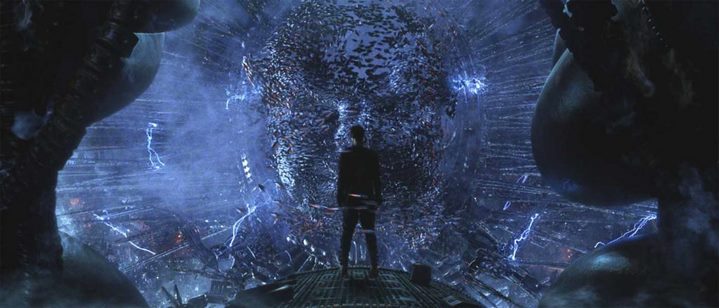 Neo face au Deus Ex Machina de Matrix Revolutions, film de Lilly et Lana Wachowski.