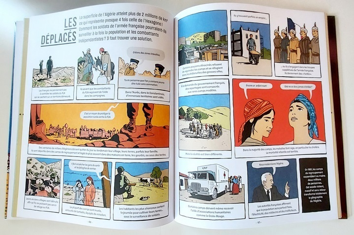 Deux pages du livre Guerre d'algérie, Chronologie et récits. © Gallimard Jeunesse, 2022.