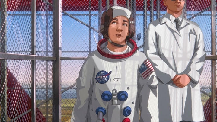 Stan s'apprête à monter dans la capsule de la fusée Saturn V, pour la mission Apollo 10 1⁄2. © Netflix