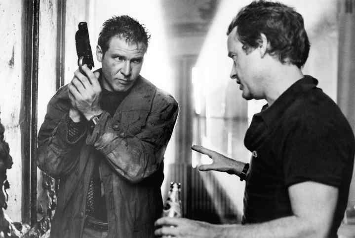 Harrison Ford et Ridley Scott sur le tournage de Blade Runner.