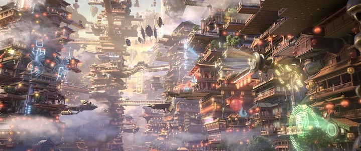 ville dans le film d'animation la guerre des dieux