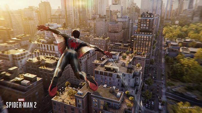 jeu vidéo marvel's spider-man 2 vol au-dessus des immeubles