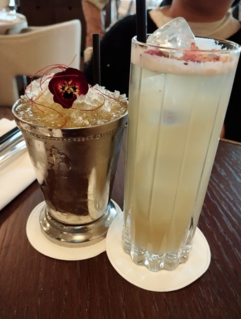 cocktails tarragon mule et tonic verbena à l'hôtel du château des fleurs