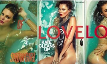 pochette de the life of a showgirl de taylor swift et des couvertures de mert alas & marcus piggott pour love magazine avec kate moss et cara delevingne en 2013