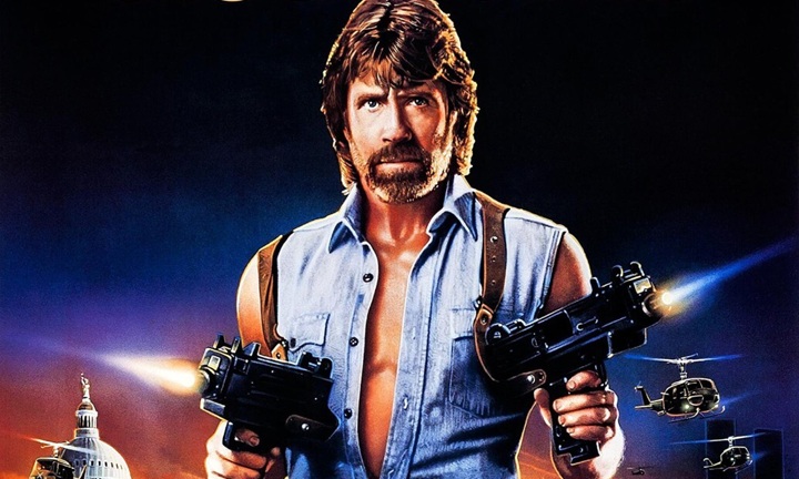 hommage à chuck norris gros plan affiche du film invasion usa