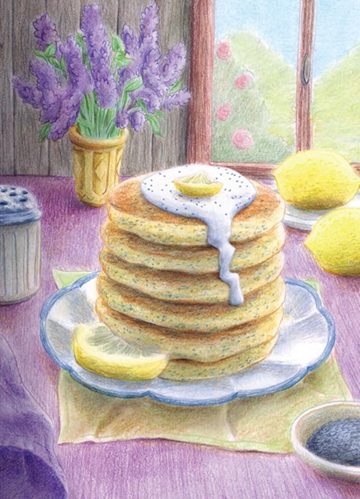 les fluffly pancakes au citron et pavot du livre de cuisine small town café d'émilie laraison illustrés par Hélène V.